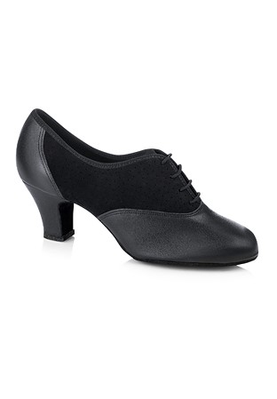 Freed of London Roma Ladies Practice Shoes-Black Leather / Perforated Nubuck