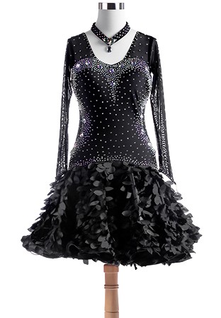 Crystal Sweetheart Motif Leafy Latin Dance Competition Dress L5258