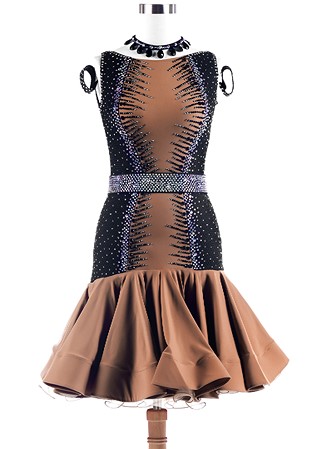 Duel Pattern Crystal Latin Competition Dress L5294