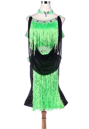 Flowing Fringe Draped Mermaid Latin Rhythm Competition Dress L5230