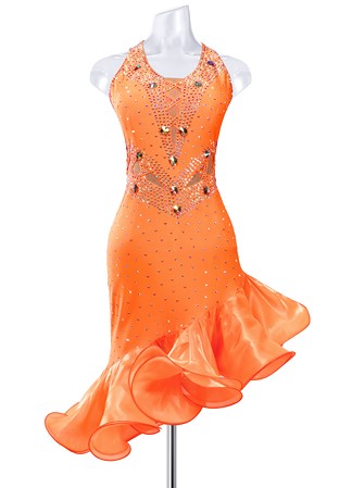 Lovely Lace Asymmetric Cut Latin Dress MQL215