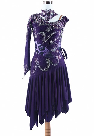 Sensational Blooming Single-sleeve Latin Rhythm Dance Gown L5276