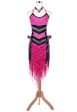 Sequined Fringe Allover Sparkle Latin Rhythm Competition Dress L5224