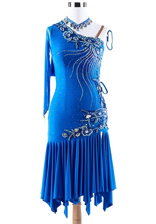 Sparkling Single Sleeve Frilled Latin Rhythm Dress L5308