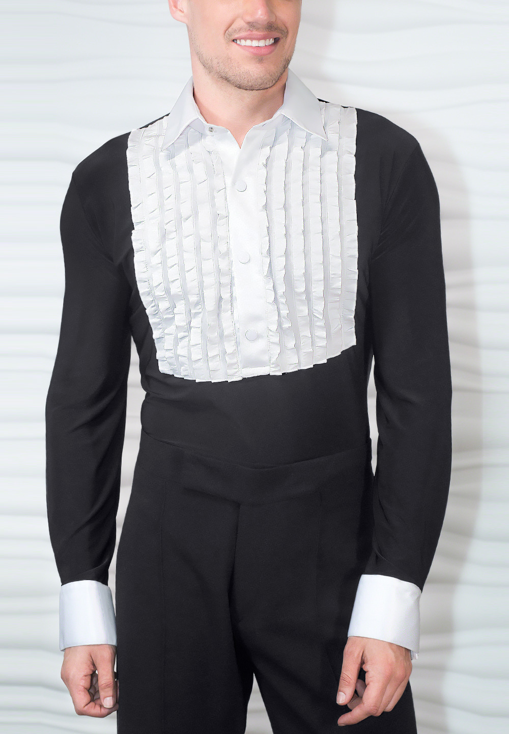 tux shirt with black buttons