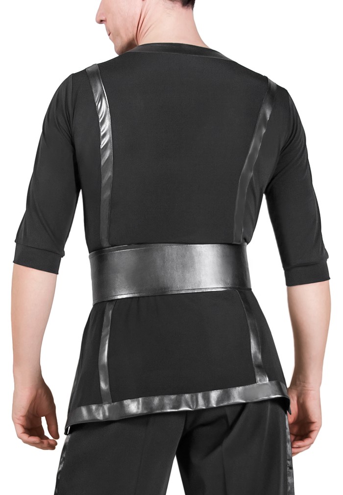 men's shirt with belt on shoulder