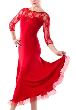 Dance Box Alicja Lace York 3/4 Sleeve Dress P14120043-02 Red