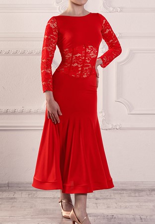 Dance Box Emma Ballroom Dress P23120024-02 Red