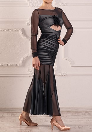 Dance Box Hanna Ballroom Dress P23120013-01 Gray/Black