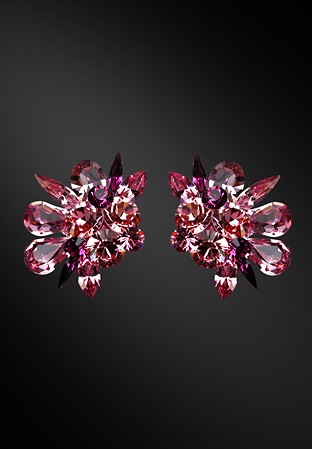 Zdenka Arko Light Rose & Amethyst Crystal Earrings UH09005-84-Light Rose