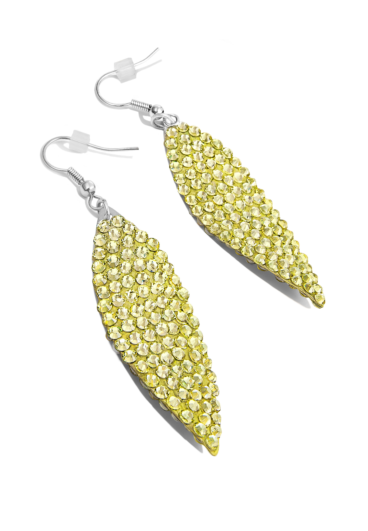 Zerlina Swarovski Rhinestone Leaf Drop Earrings Jonquil ZY202