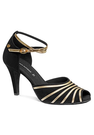 Dance Naturals Ciaccola Art. 79-Black Suede/ Gold Leather