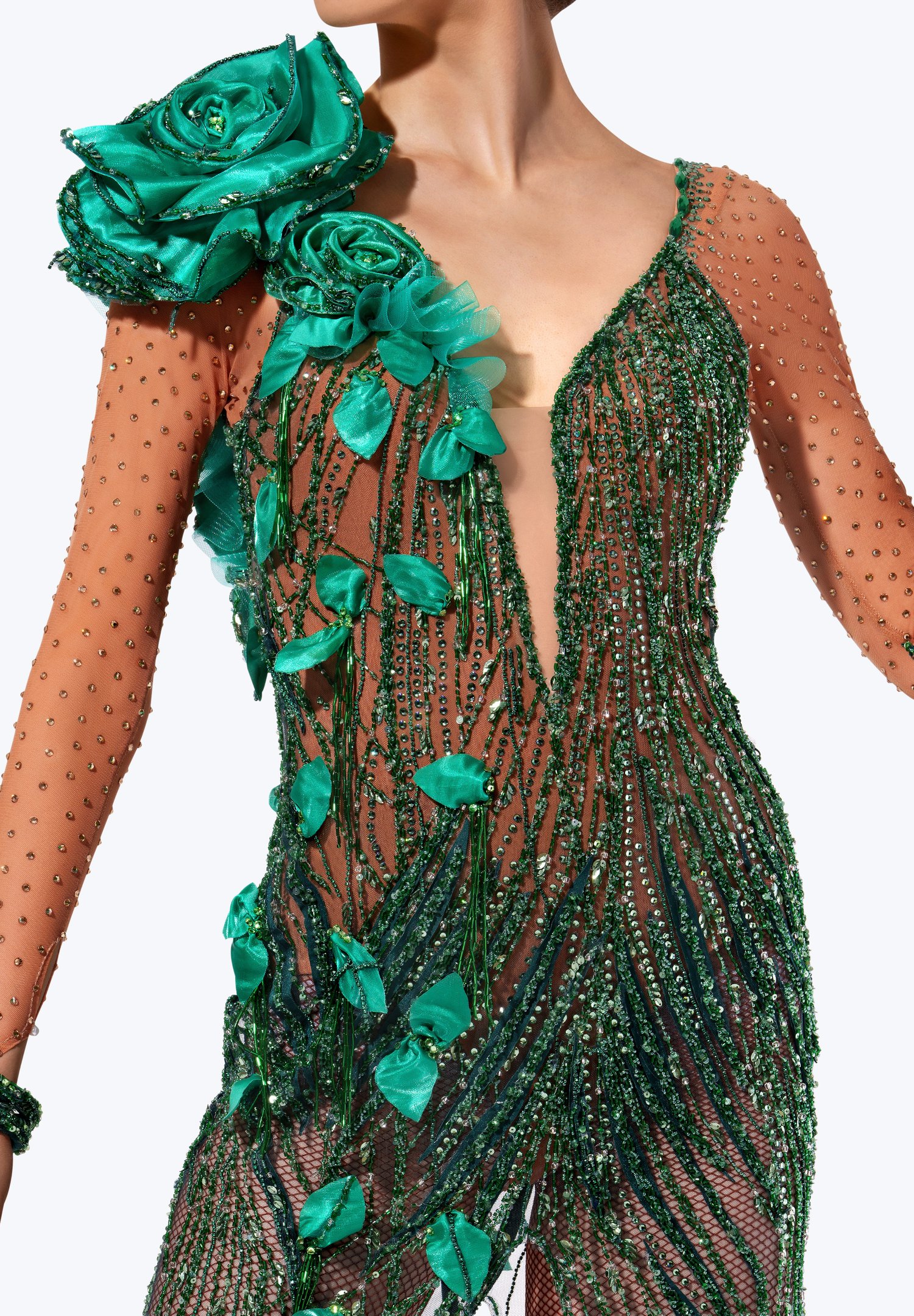 latina green dress Emerald Green Latin-Rhythm Dress on Sale