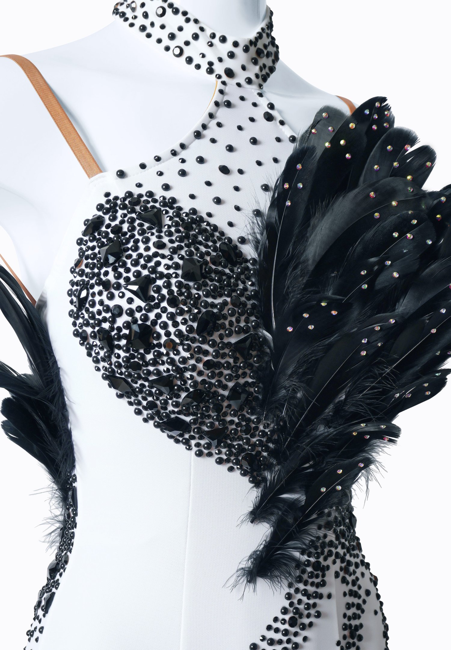 black and white dress with feathers Black Boned Lace Dress | Gothic Bustier Gown main image 1