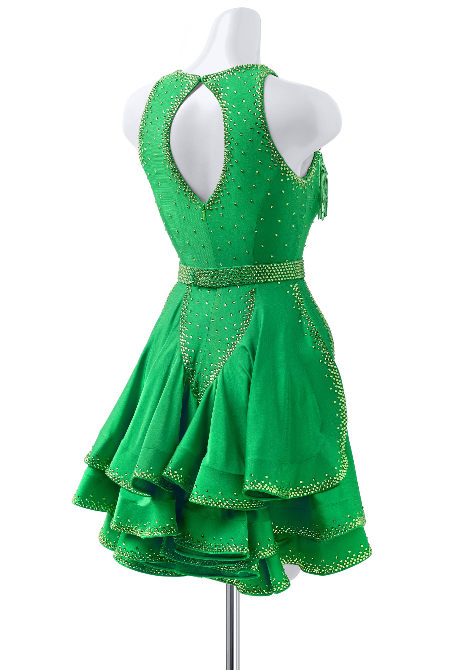 Emerald Fringe Latin Dress JT-L2202A | International Latin