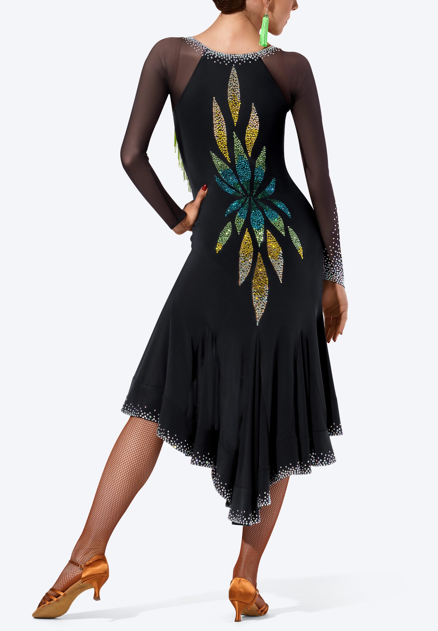 latin formal dresses Beaded Lace Sheath Prom Dresses Extra Long Sleeve High Neck Mother of –  Viniodress main image 1
