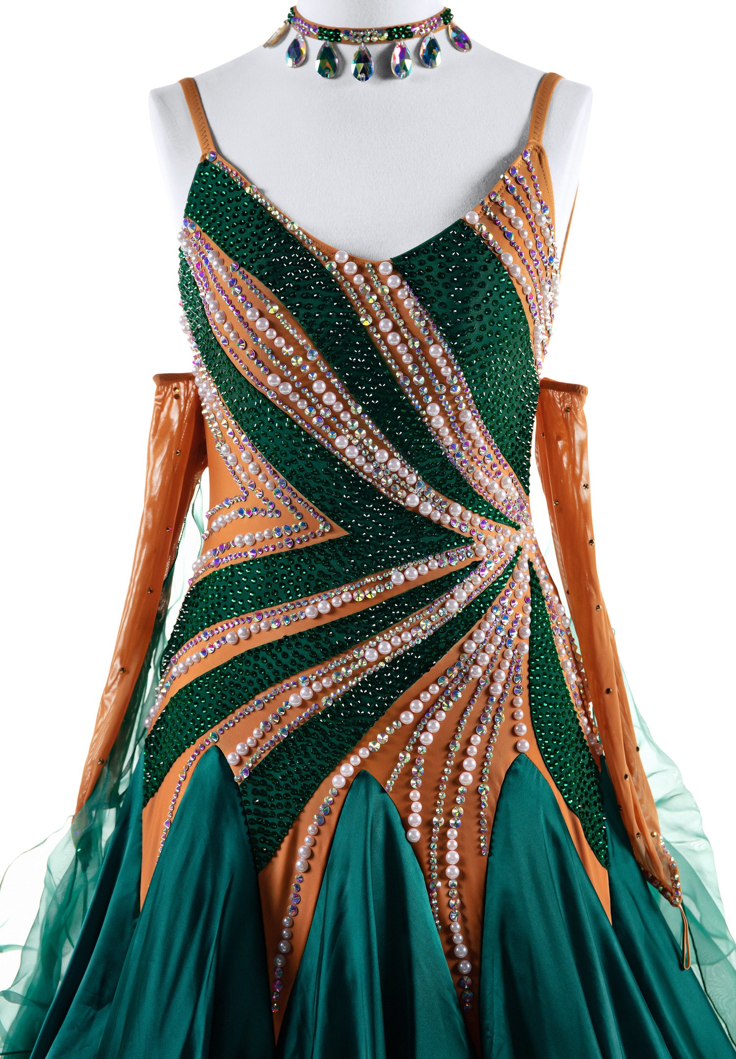 Elegant Bejeweled Smooth Ballroom Dress VN-A5395
