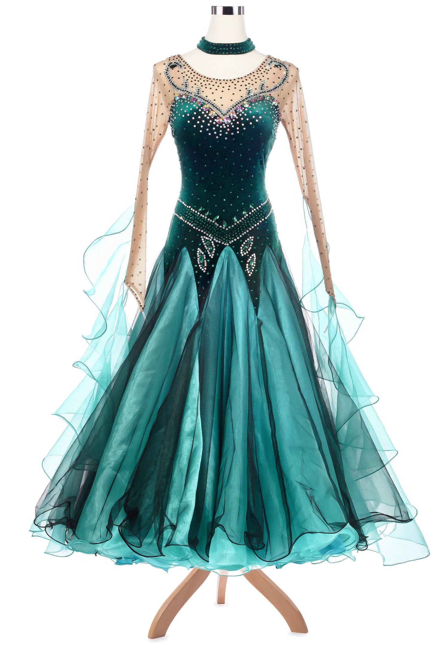 Forest Elf Queen Elegant Ballroom Dance Competition Dress VN-A5138