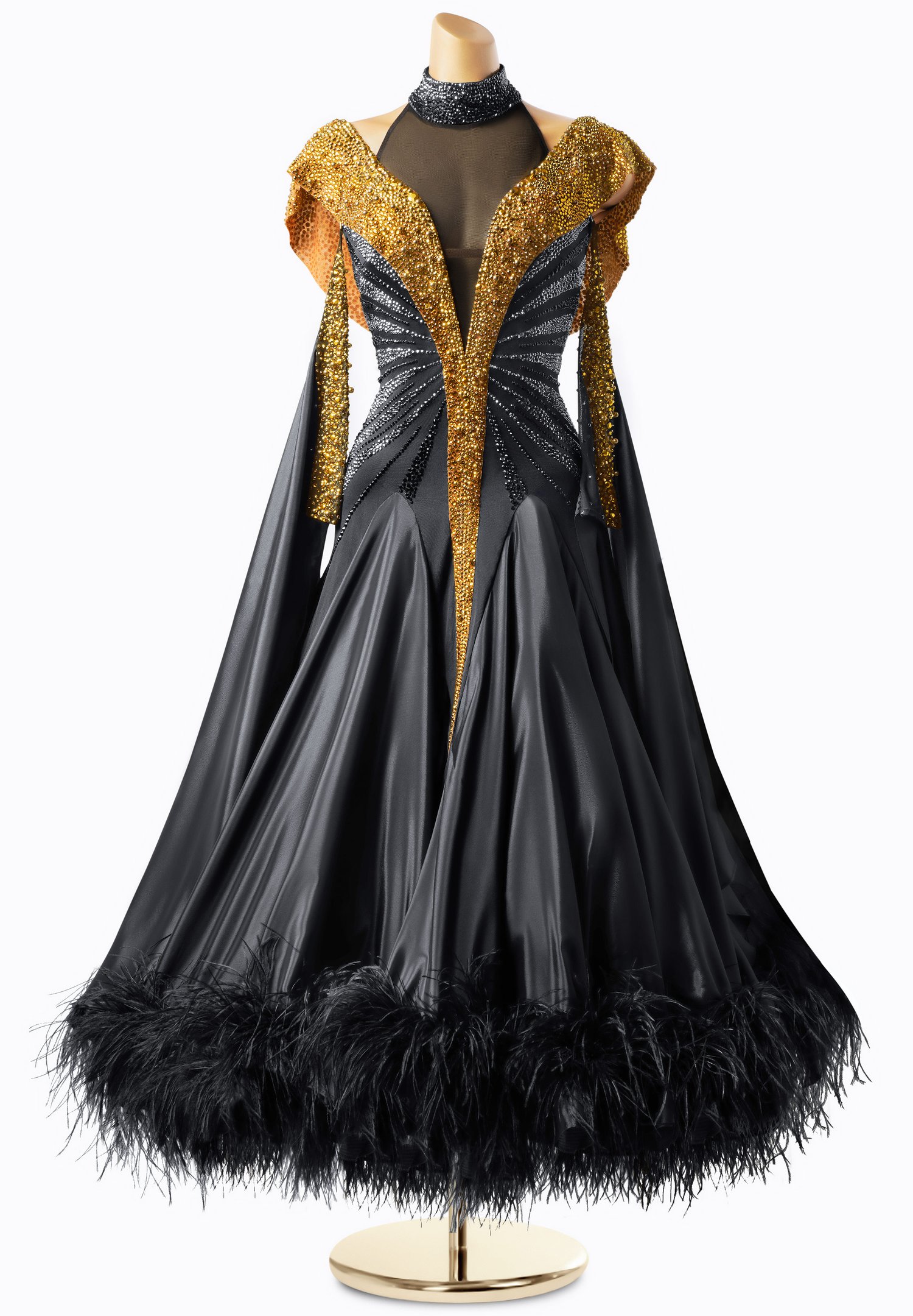 green emerald velvet dress Gold Beaded Tassel Latin Dance Dress/Pre order product – Dance Life NYC