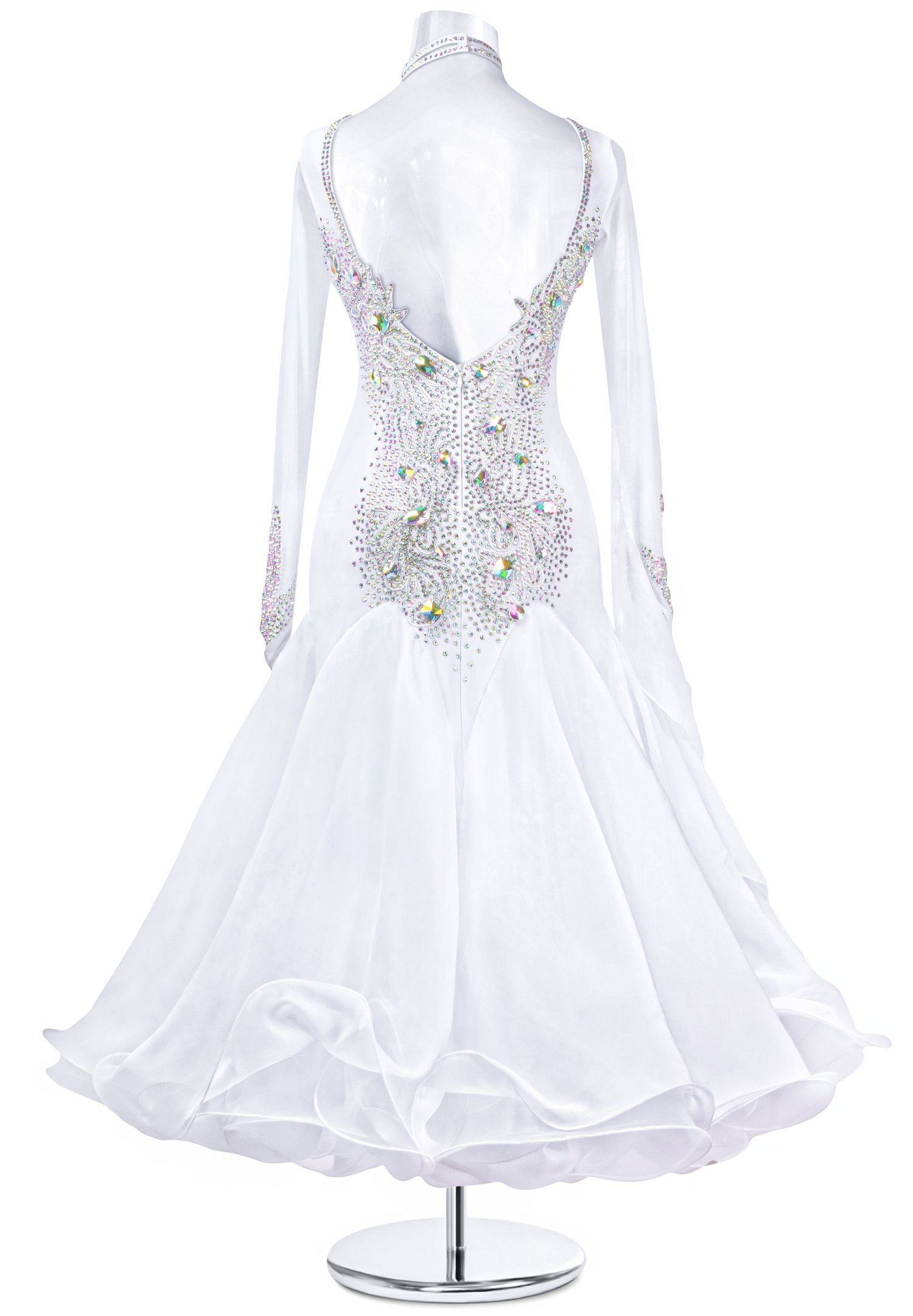 white ballroom dresses Ballroom/Smooth Dance Competition arm float White Ballroom Dress With Butterfly