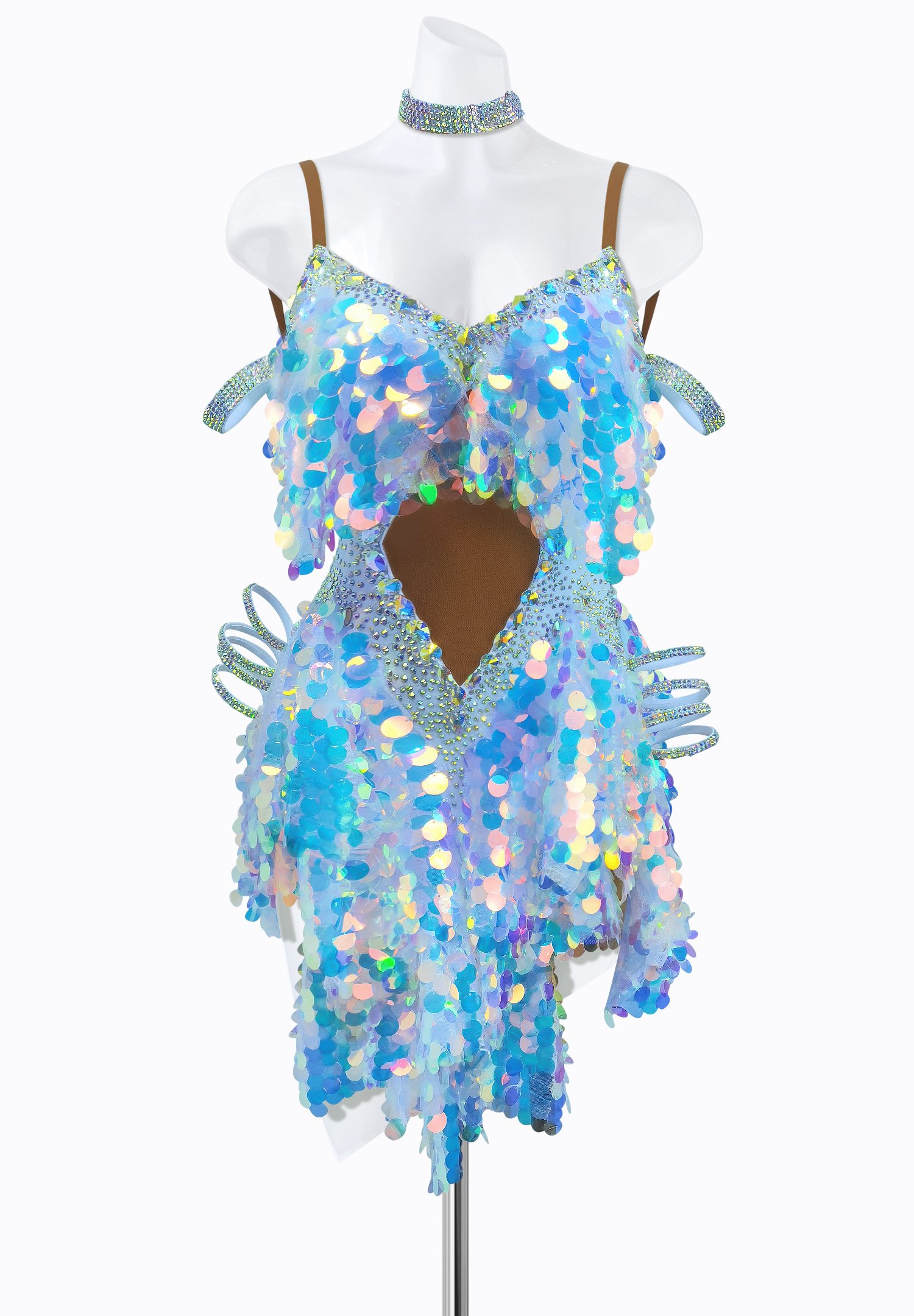 Holographic Sequin Latin Dress AM-L3684 Holographic Sequin Latin Dress AM-L3684