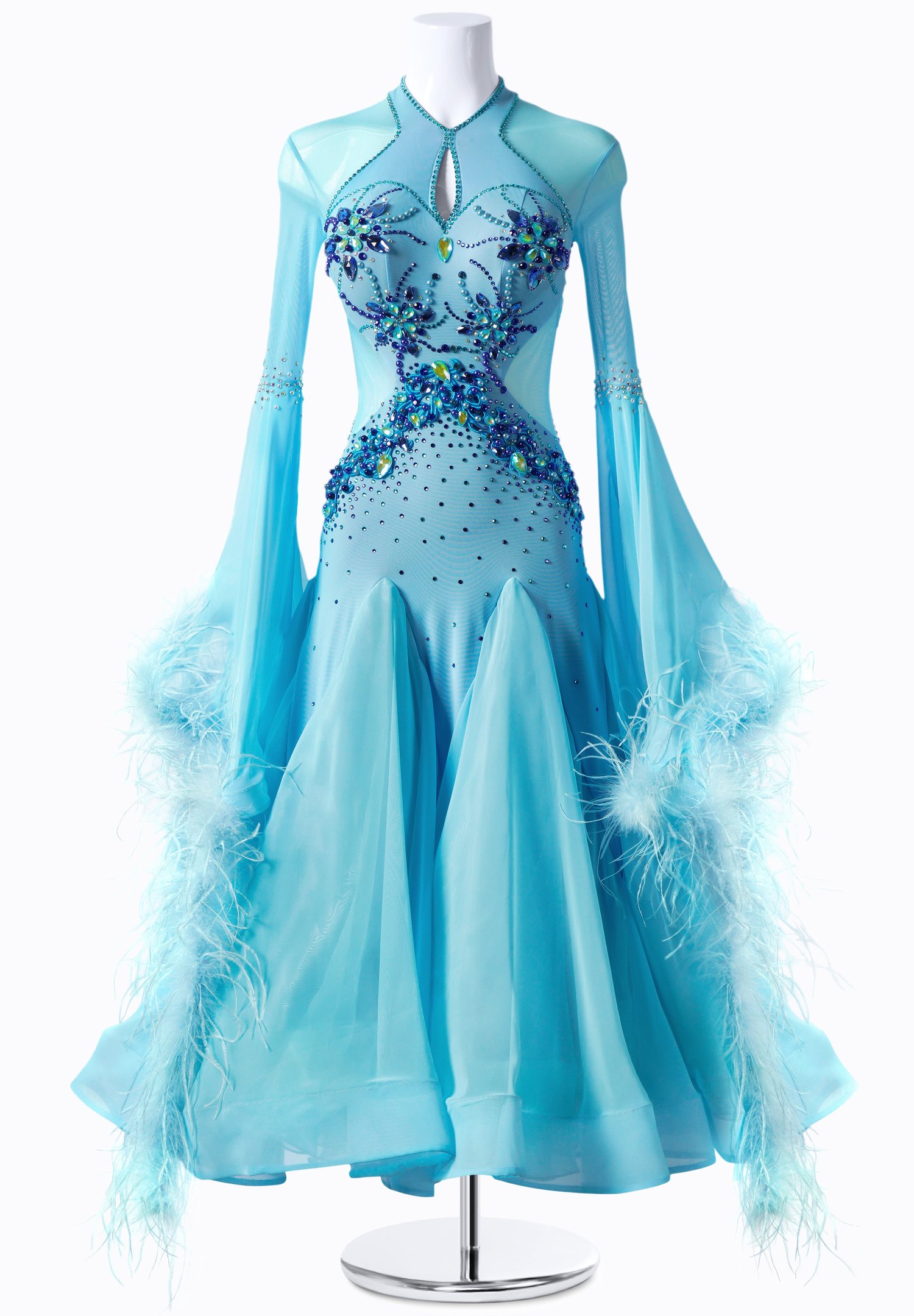 open lace back dress Blue Satin Long Princess Dress, Lovely Short Sleeve Ball Gown Sweet 16