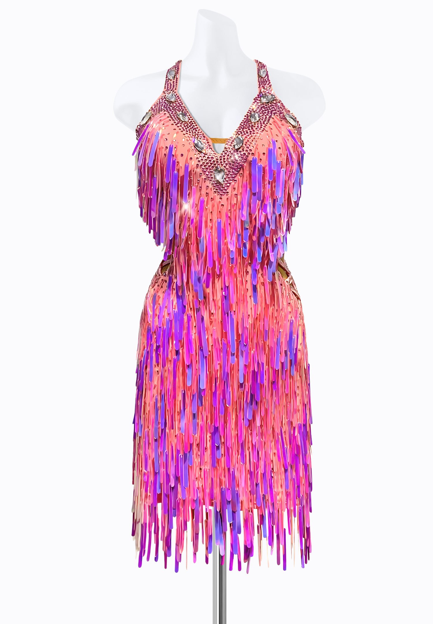Iridescent Fringe Latin Dress PR-L215079 | International Latin Iridescent Fringe Latin Dress PR-L215079 | International Latin