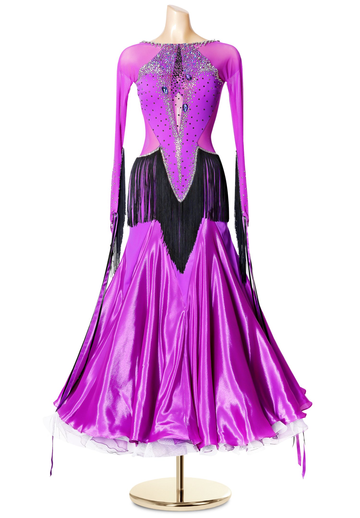 fitted lace wedding dress Ladivine CD340 Size 10 Nova Purple Long Satin Overskirt Prom Dress Formal Pageant Gown Fitted Ruched main image 0