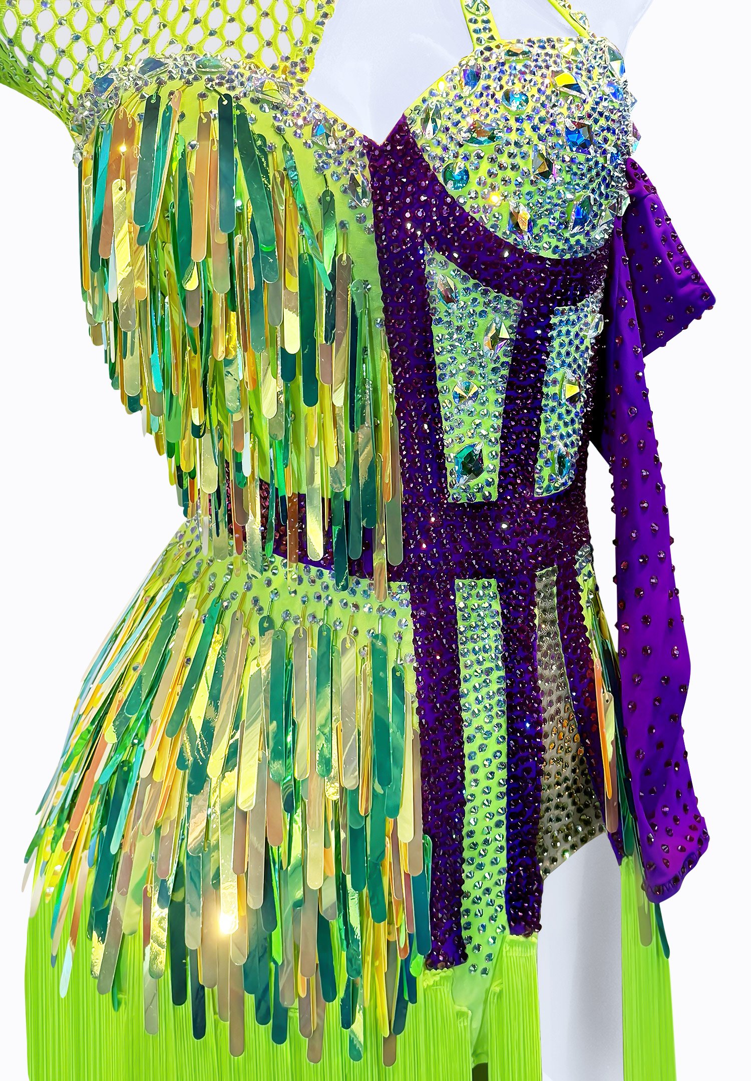 Neon Fishnet Latin Dress PR-L240042 | International Latin Neon Fishnet Latin Dress PR-L240042 | International Latin