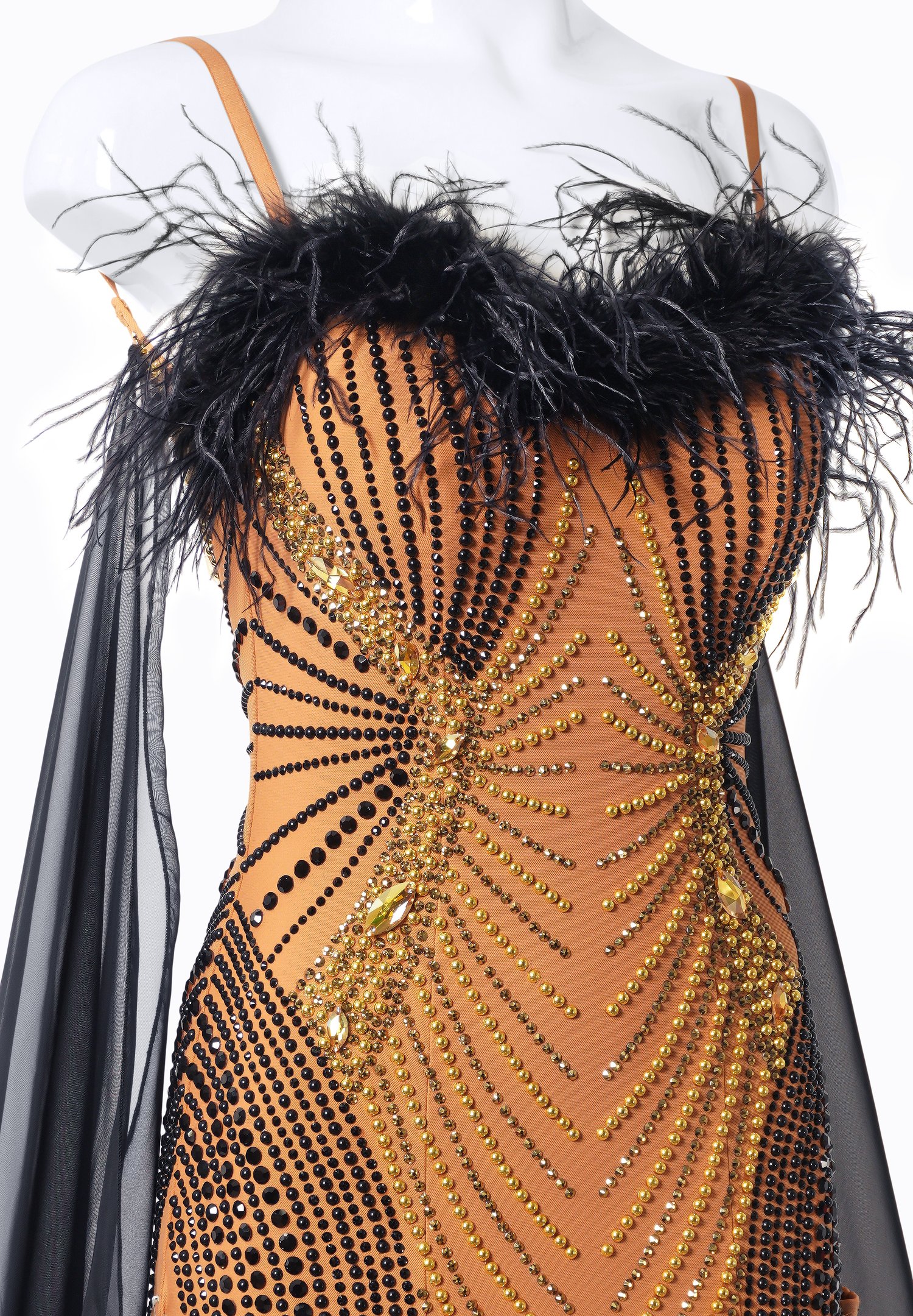 Luxury Ostrich Feather Ballroom Gown MF-B0065 | International Ballroom