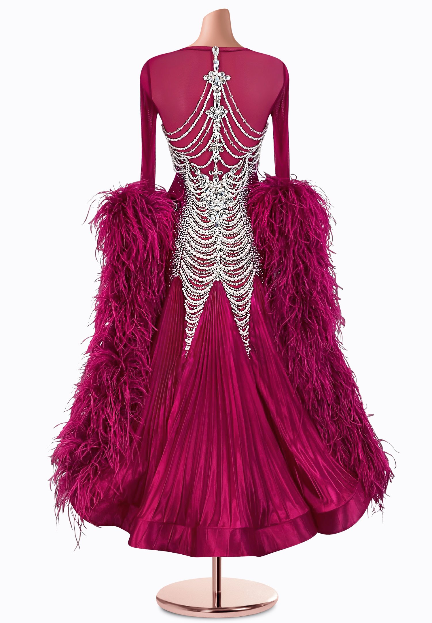 Bordeaux Pearl Ballroom Gown TID-BM0597 | International Ballroom