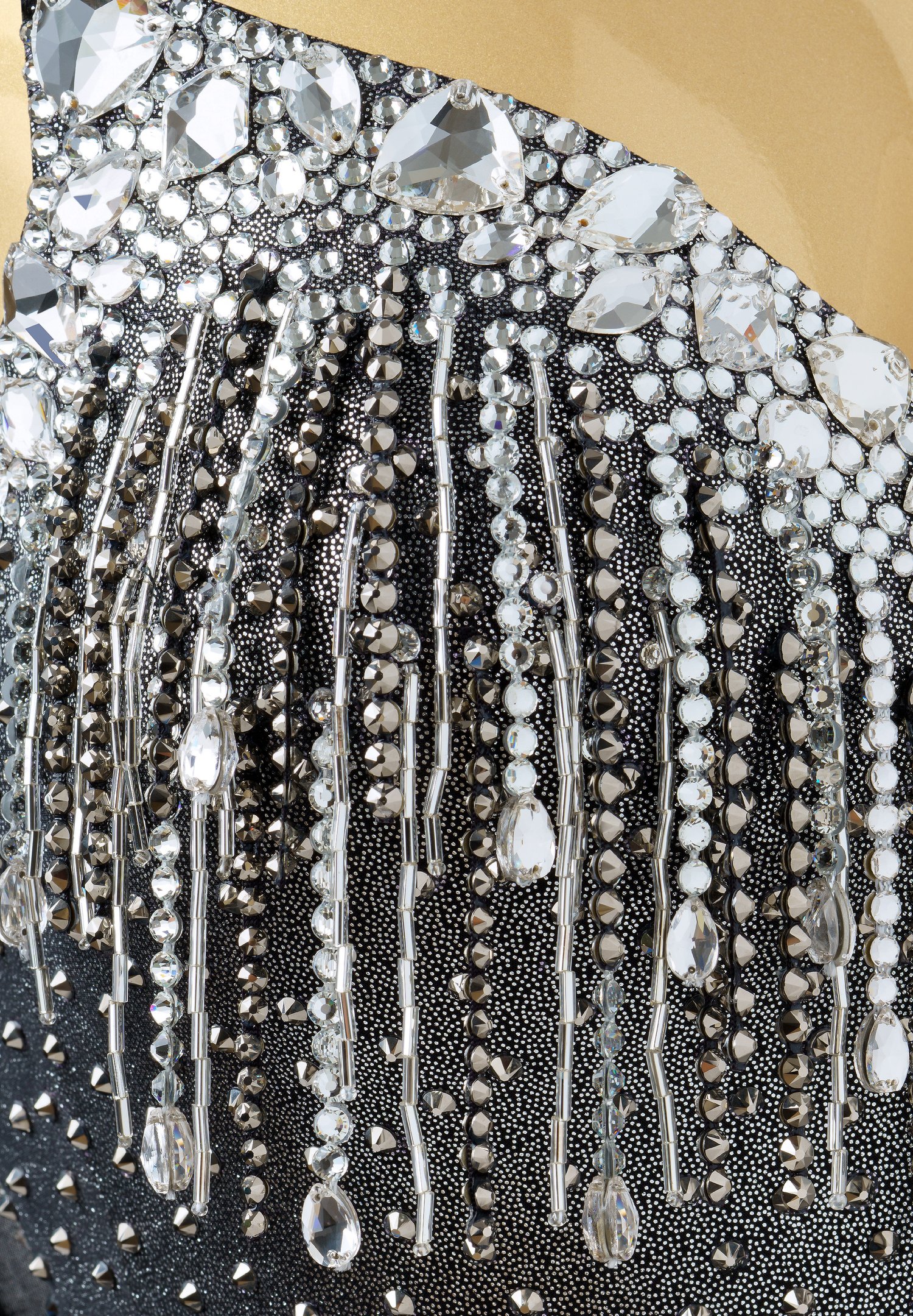 metallic fringe dress Midnight Dazzle Mesh Spandex Silver Fringed Dress