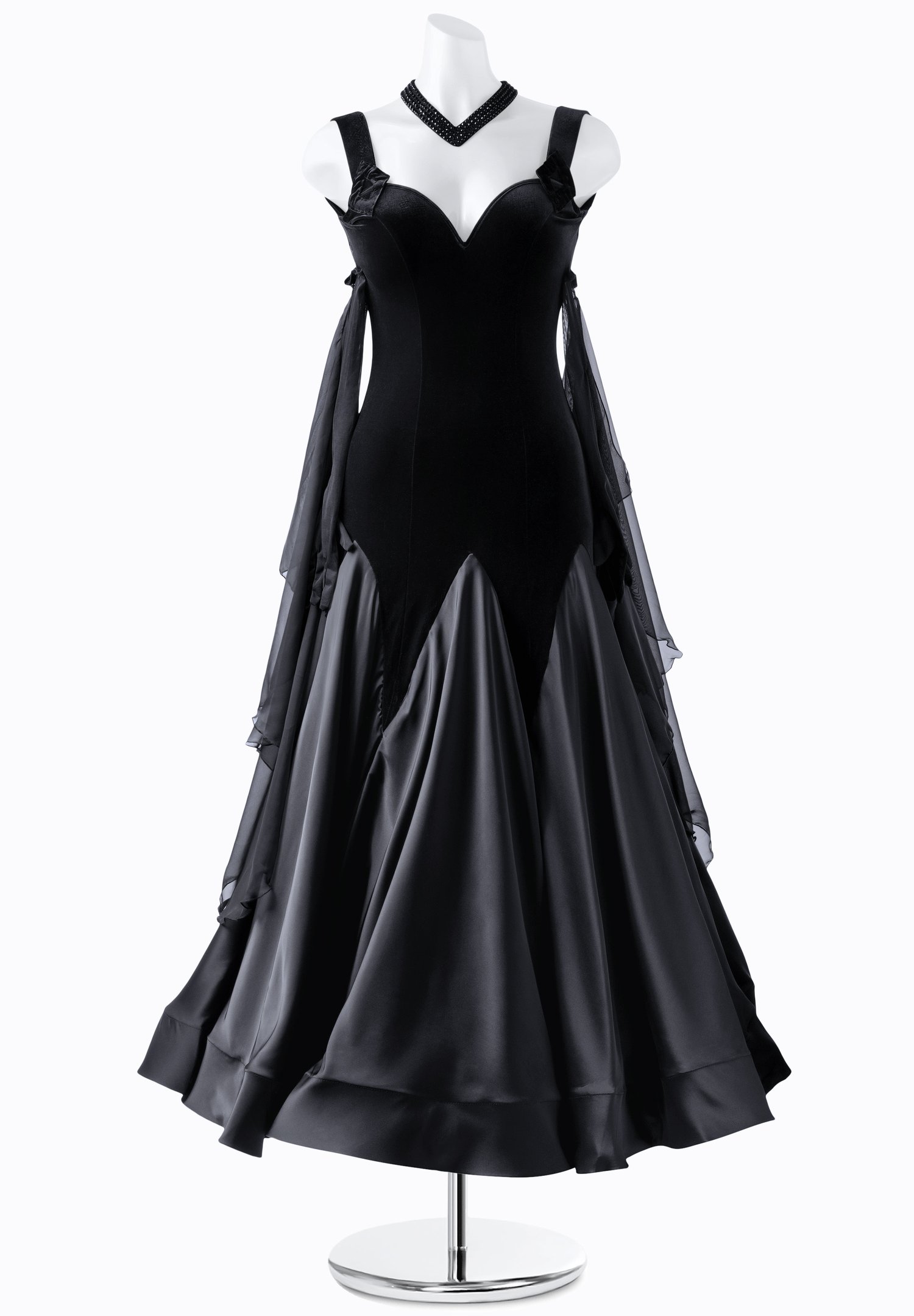 train wedding dress Princess Dresses,Wedding with Sleeves,Tulle Long B Women's Catch of the collection_archive Color:Black with Multicolor Embroidery The bateau neckline adds