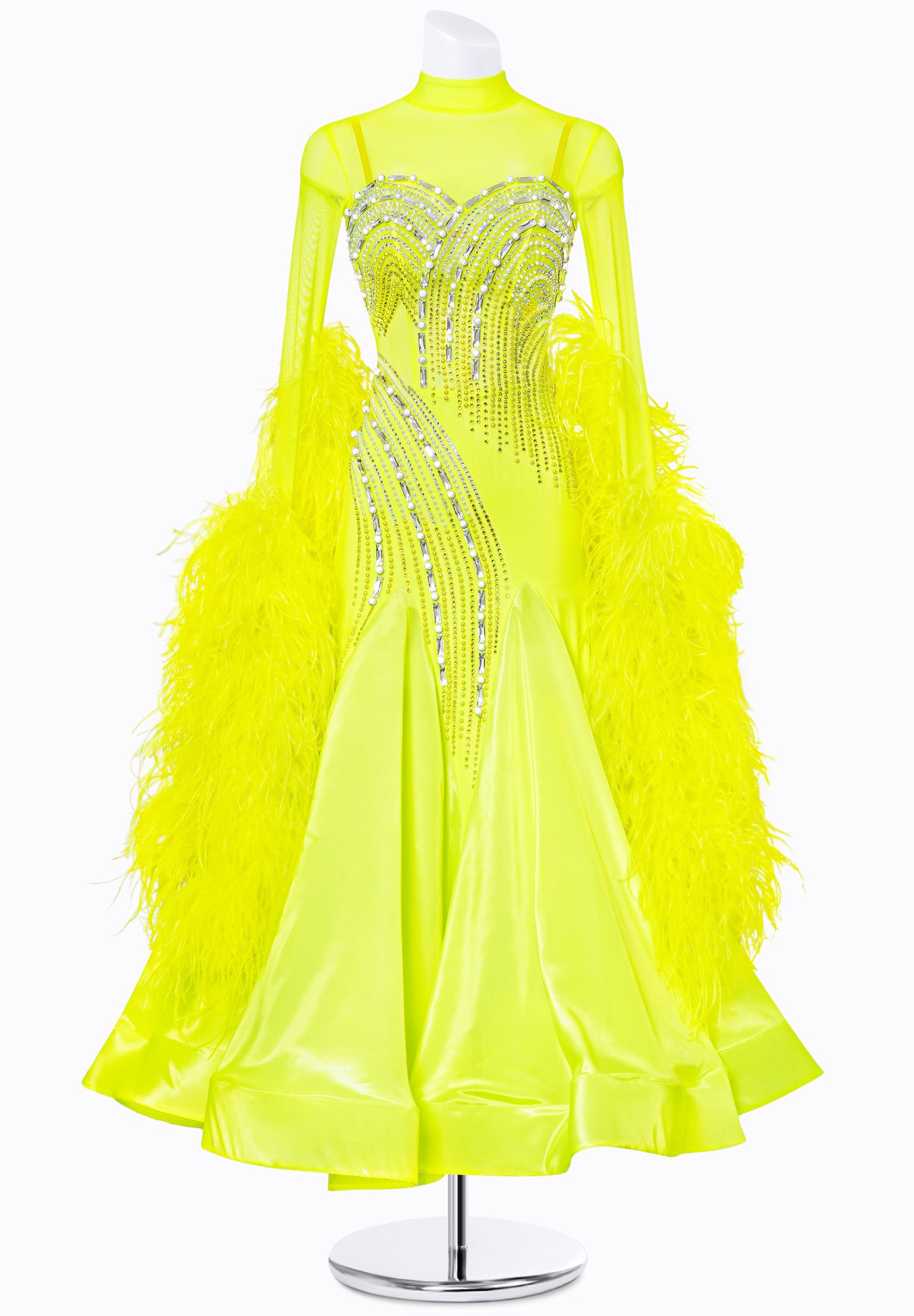 neon feather dress Neon Feather Ballroom Gown MF-B0271
