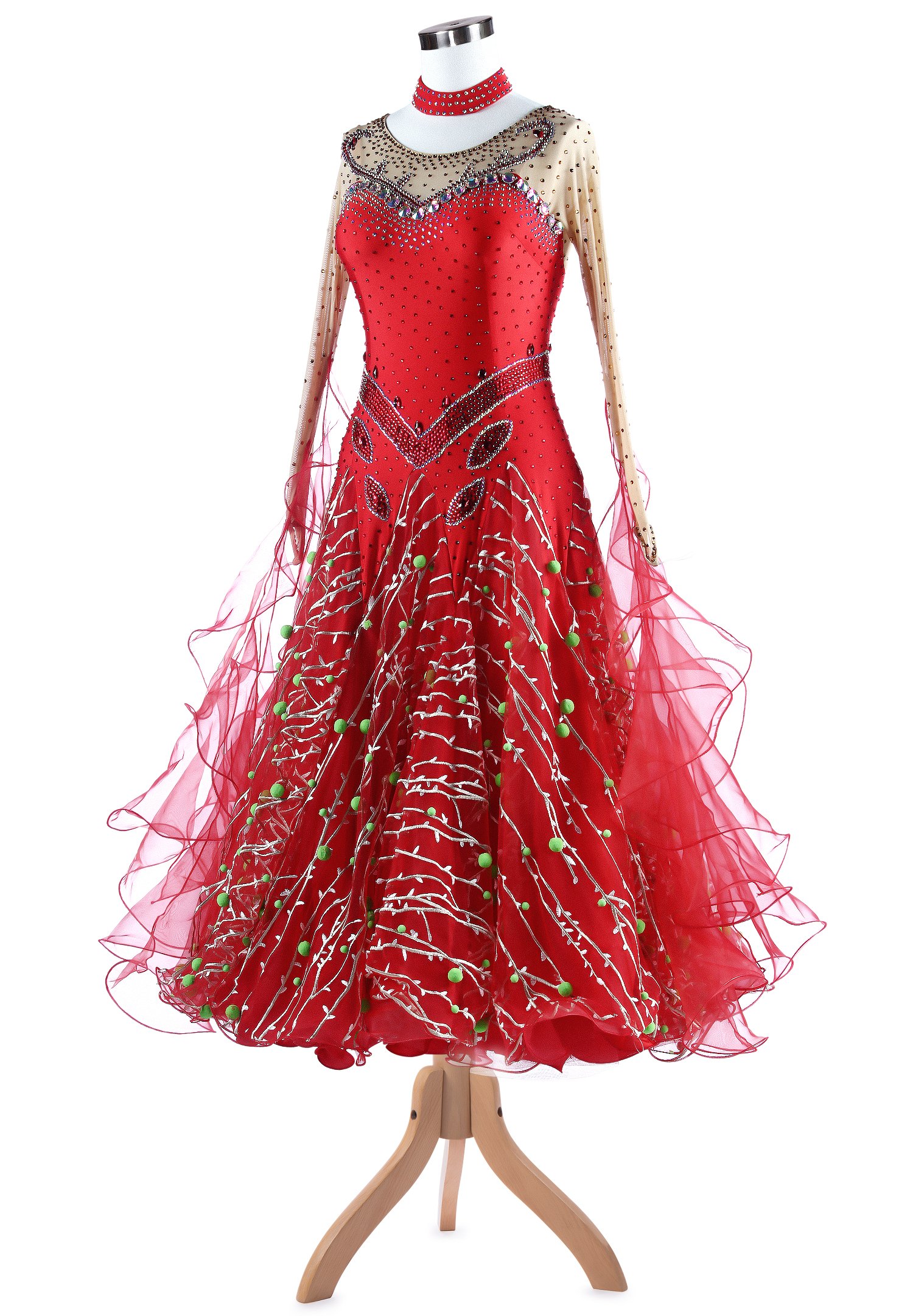 Ornate Christmas Mood Ballroom Dance Performance Dress VN-A5332 |  International Ballroom