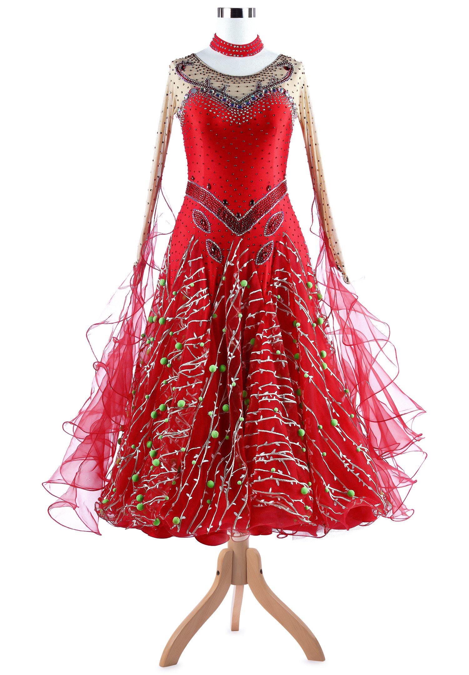 Ornate Christmas Mood Ballroom Dance Performance Dress VN-A5332 |  International Ballroom
