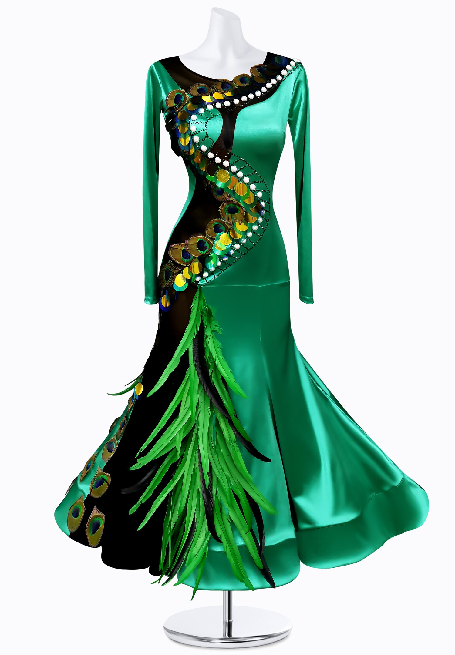 Peacock Sequin Ballroom Dress AM-B3108 | International Ballroom