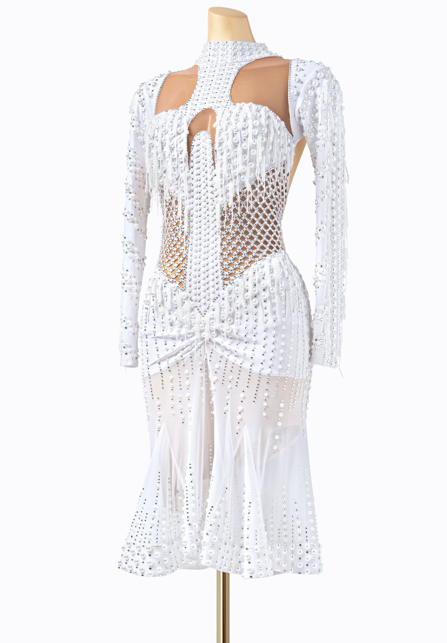 white mesh dance dress Caged Mesh Mini Dress Dance Costume