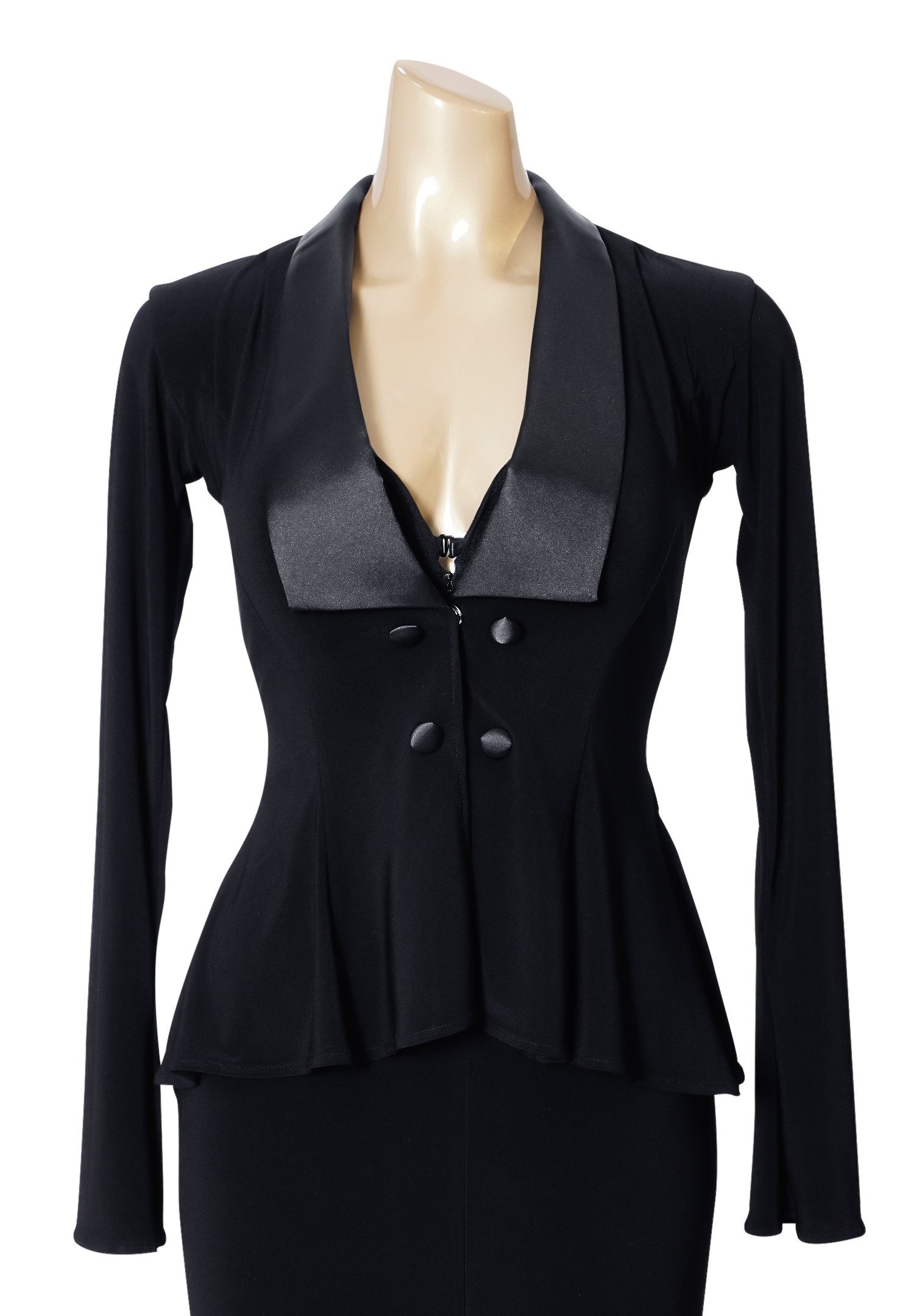 green emerald velvet dress Women's Black Double Breasted 3 Piece Suit, Elegant Black Suit for Cocktail, Wedding and Event 40 / 24 main image 0