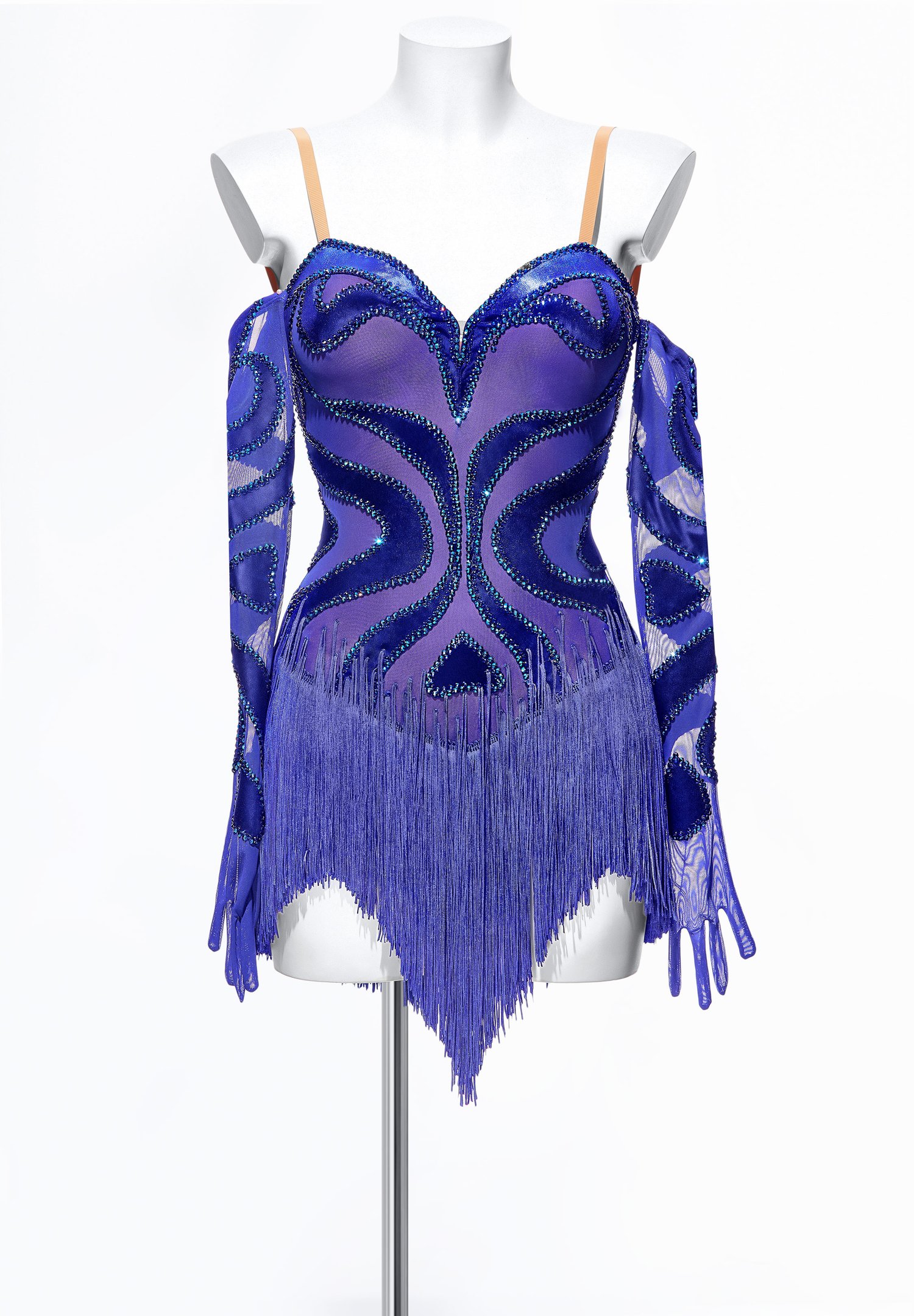 dressed in blue veneno Vintage Early 1940s Embellished Blue Velvet Party Dress