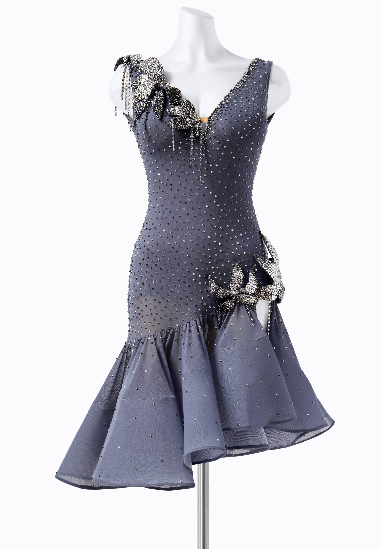 silver latin dress Eye-catching Sparkling Silver Sequin Fringe Dance Dress