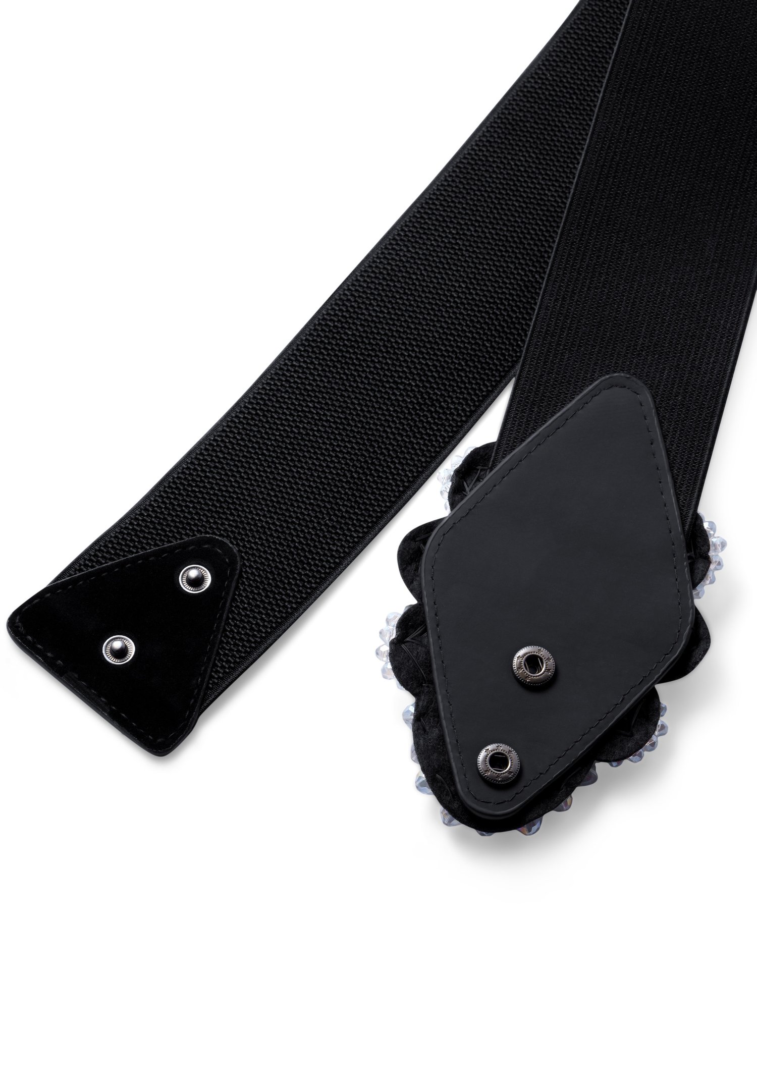 Rhinestone Accent Black Leather Stretchy Elastic Waist Belt Buy Black Western Belt | Black Rhinestone Buckle  main image 3