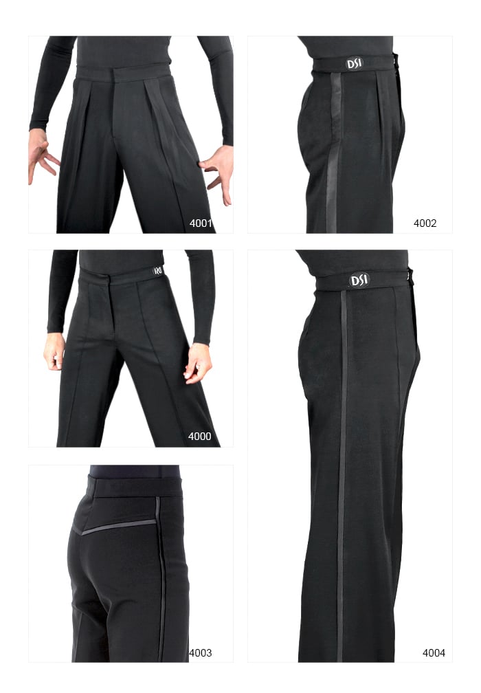 DSI Mens Gabardine Latin Dance Pants w/ Satin Binding & Satin Yoke