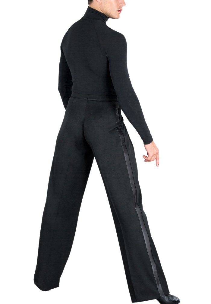 DSI Mens Box Pleat Gabardine Latin Trousers with Wide Satin Stripe