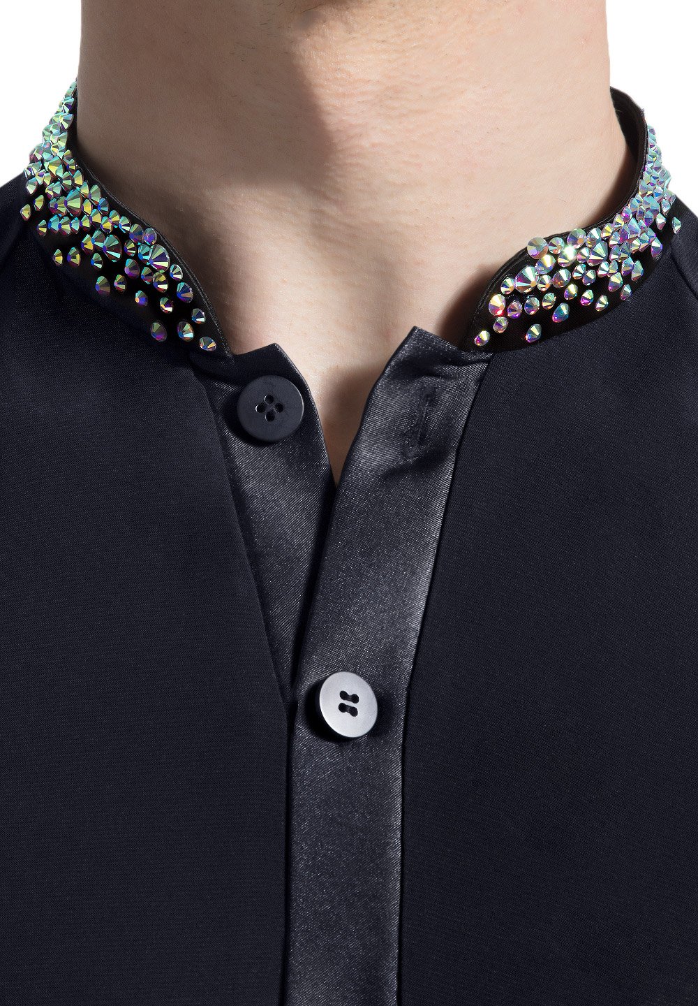 PopconAtelier Bejeweled Mandarin Collar Shirt MTC-102 | Dancewear