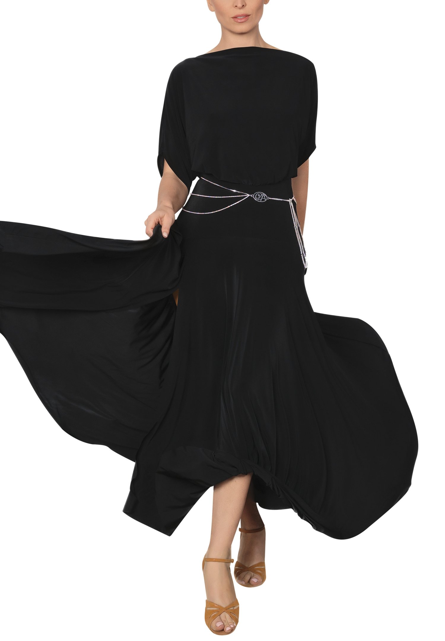 embellished draped ruffle maxi dress in champagne Marseille Embossed Maxi Dress