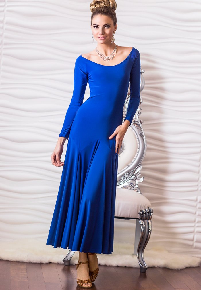 Dance America D603 - Long Simple Dress w/ Back Stone Accent Dance America D603 - Long Simple Dress w/ Back Stone Accent