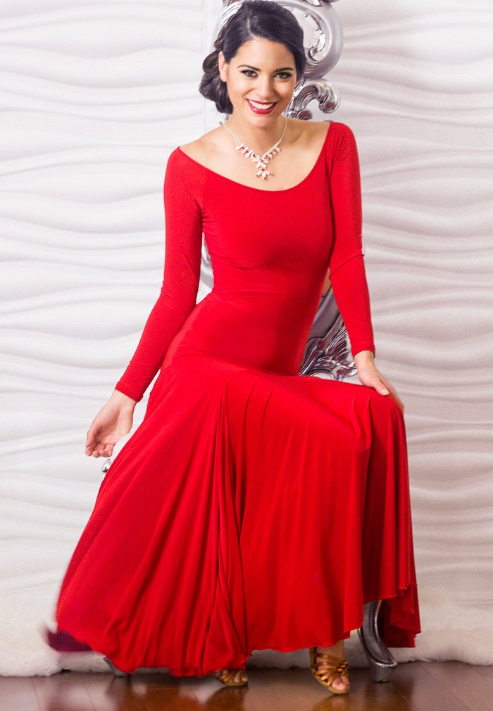 Dance America D603 - Long Simple Dress w/ Back Stone Accent Dance America D603 - Long Simple Dress w/ Back Stone Accent