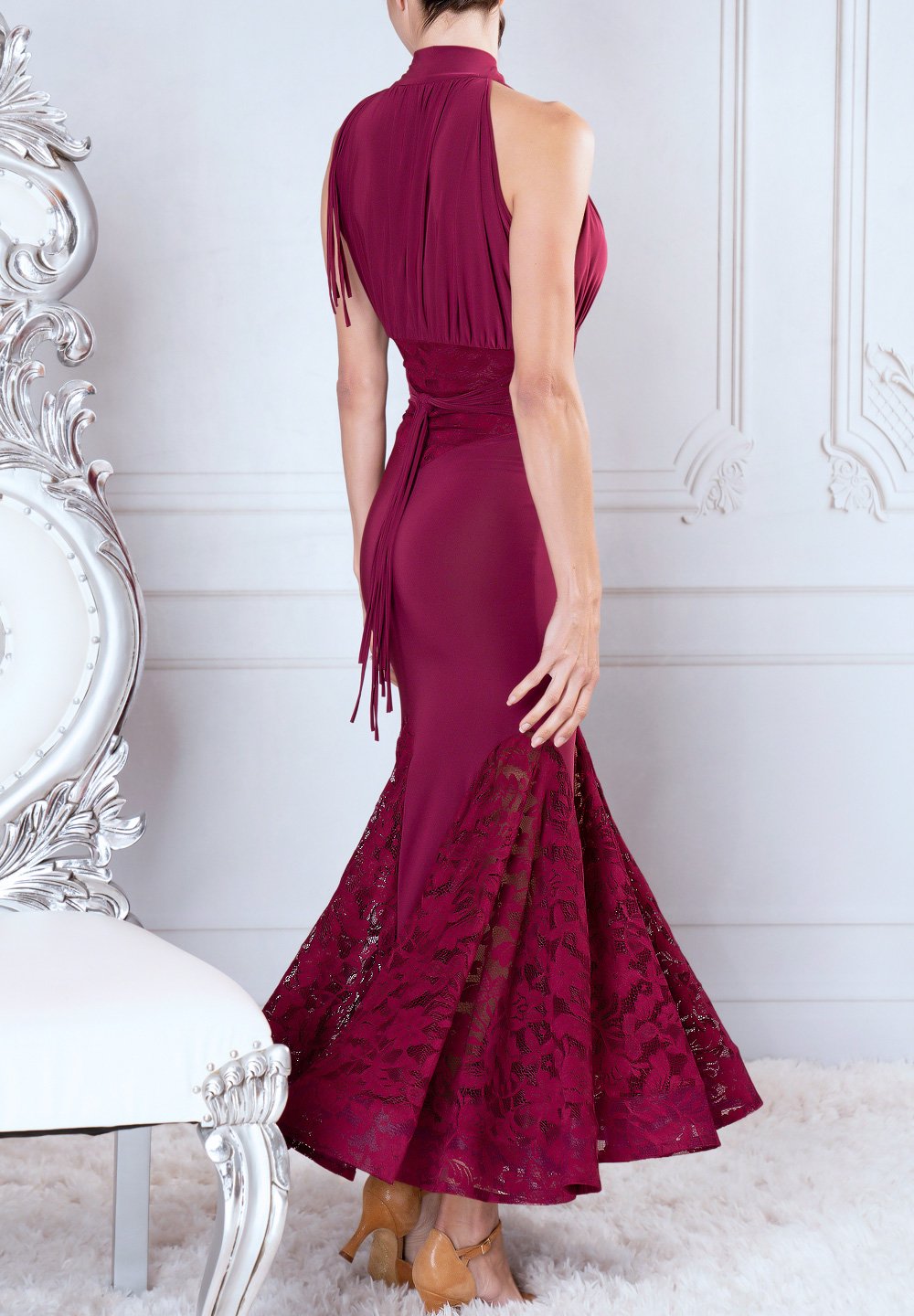 white christmas dresses Ladivine CD716 Fitted Formal Gown Fully Embellished with Halter Neck Silver-Nude / 0
