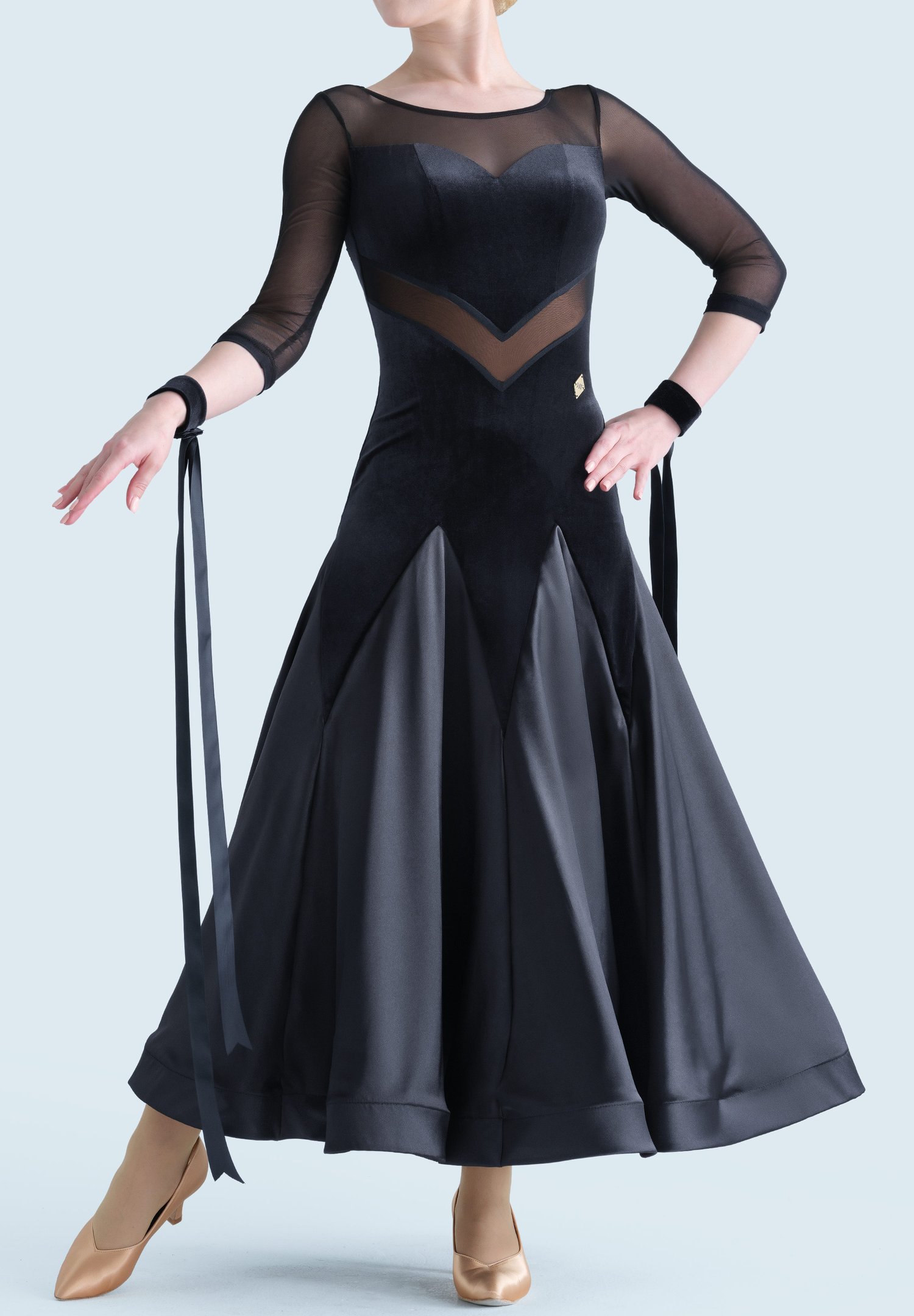 MF Mesh Noir Ballroom Dress M407 | Dresses